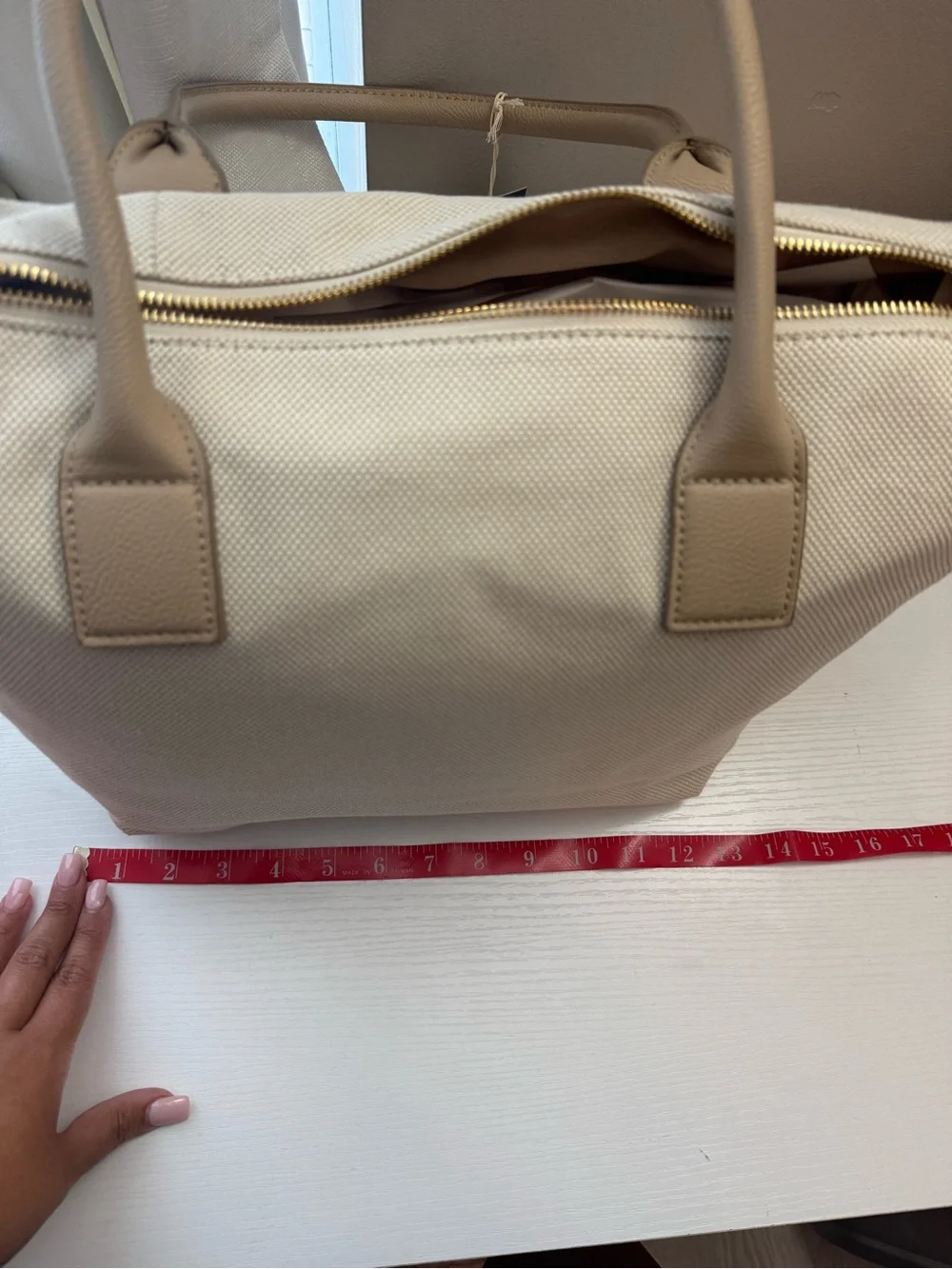 Universal Thread Cream Canvas Tote with Tan Handles